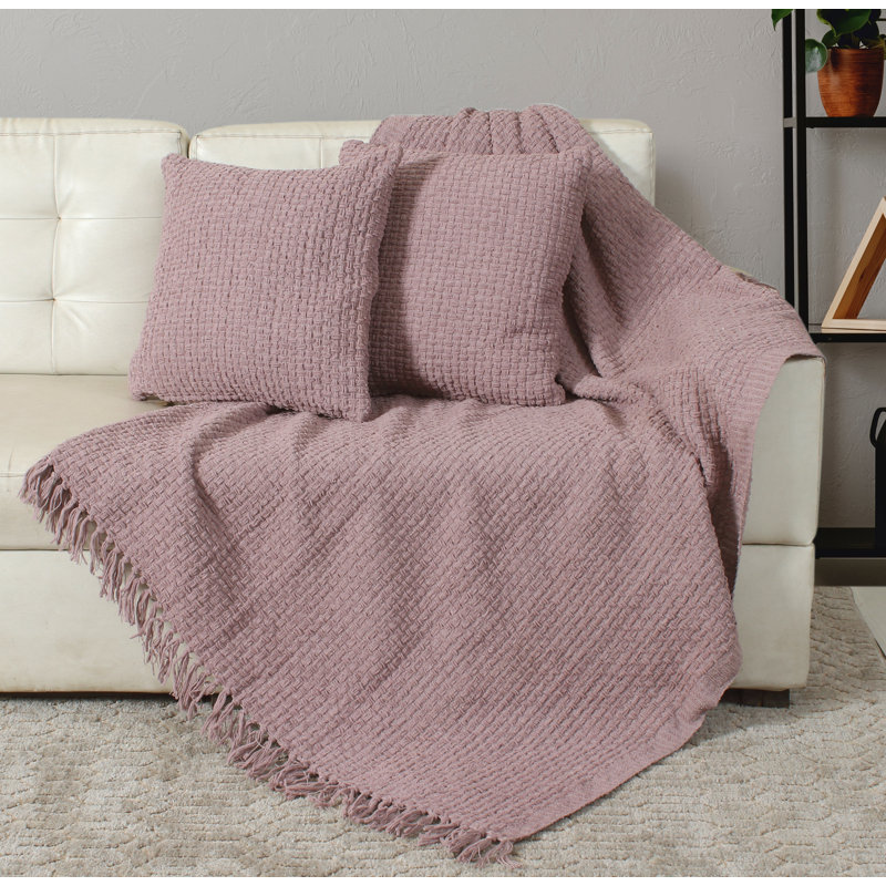Jeté en chenille façon vannerie, Purple