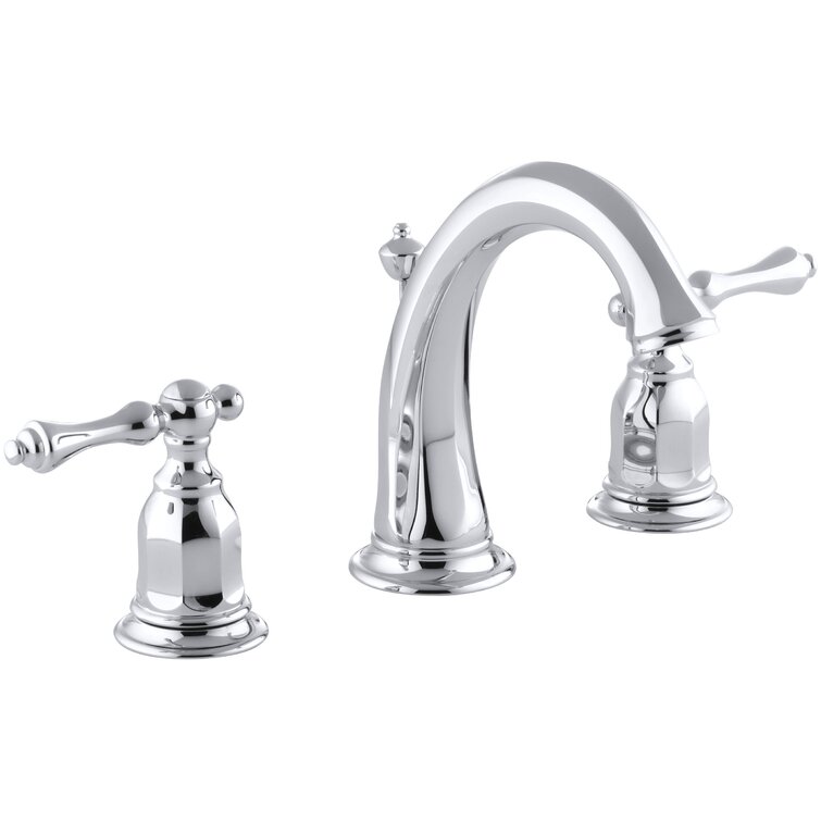 Kohler Kelston® Widespread Bathroom Faucet with Pop-Up Drain Assembly, 3-Hole Low Arc 2-Handle Bathroom Sink Faucet, 1.2 gpm