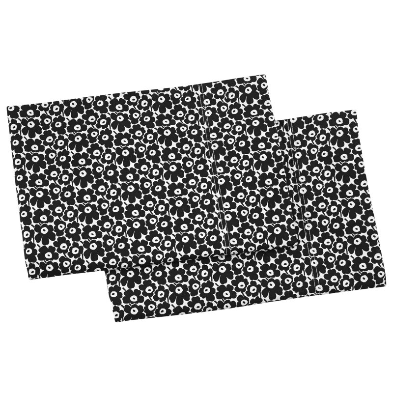 Black and White Cotton Floral Standard Pillowcase Pair