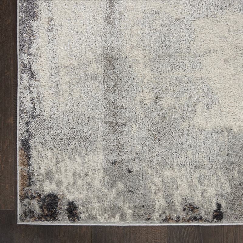 Tapis gris éclectique moderne Rheba, Rectangle 2 pi x 3 pi