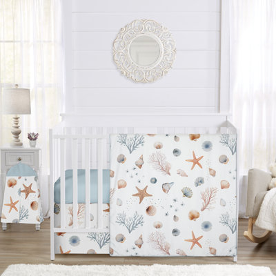 Ocean Seashells 4 Piece Crib Bedding Set