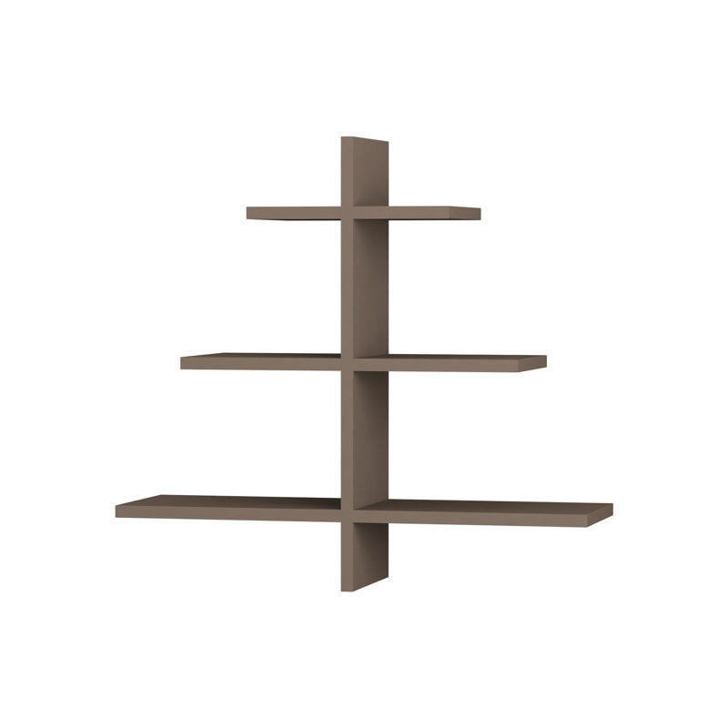 3 Piece Triangle Floating Shelf, Light Mocha