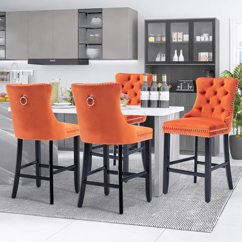 Coutee Upholstered Counter Stool, Orange