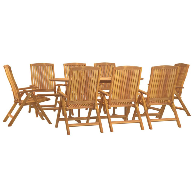 Frieder 8 - Person Solid Wood Patio Dining Set Oval Table