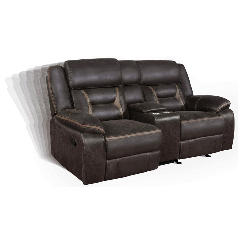 Causeuse rembourrée avec console, Brun