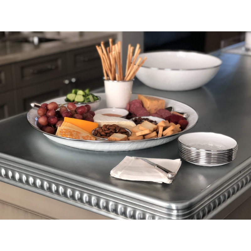 Swirl Tray, Medium 15.5" Tray, Solid White Textured