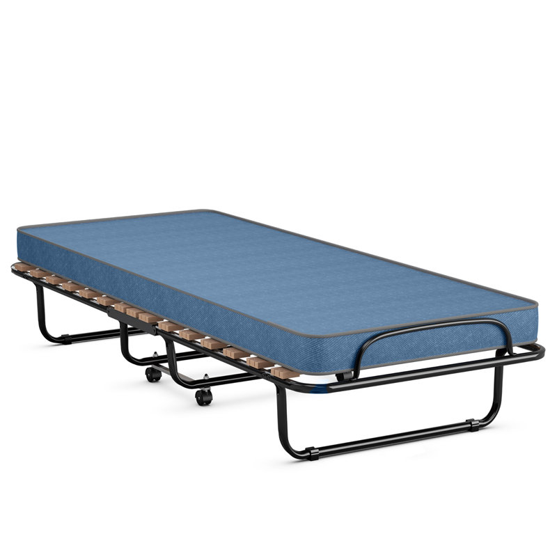 Hames Upholstered Memory Foam Bed, Navy
