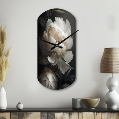 Rubenstein - Cylinder Shape Decorative White Peonies Wall Clock