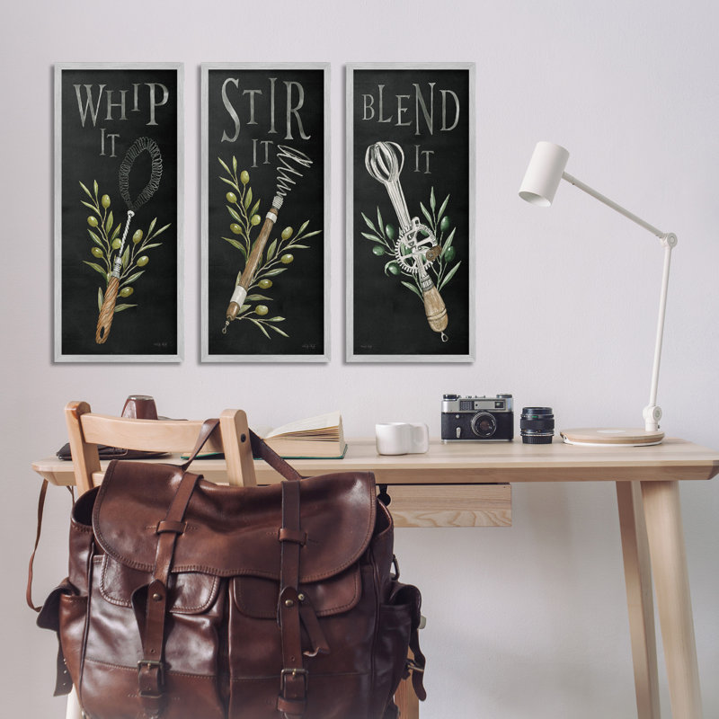 Ustensiles de cuisine et phrases par Cindy Jacobs 3 - Pièces sur toile, Estampe numérique Farmhouse