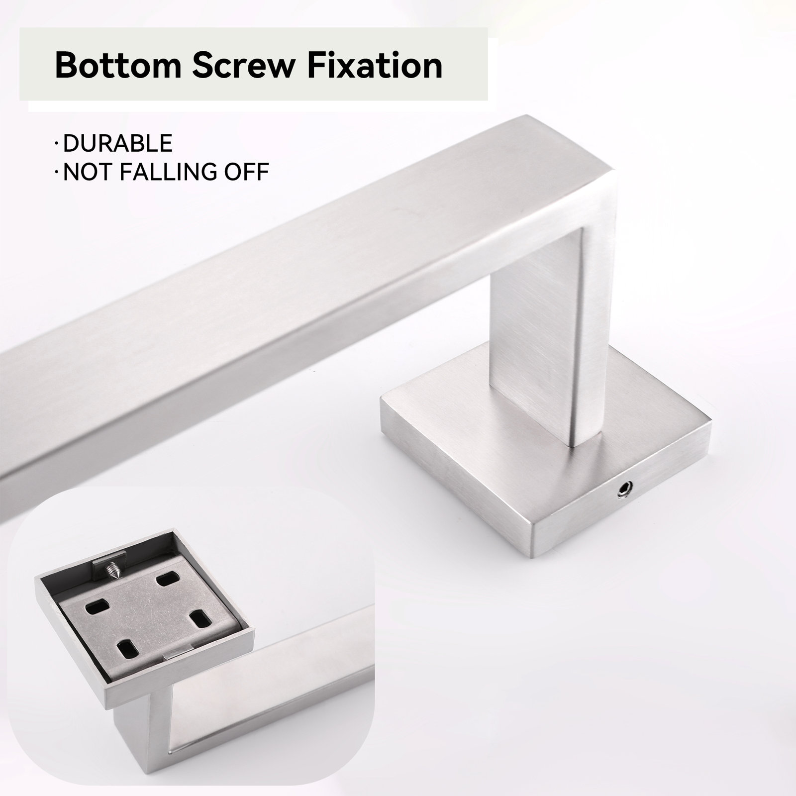 25.5" Wall Mounted Towel Bar, Brushed Nickel, 2" H x 25.5" W x 3" D