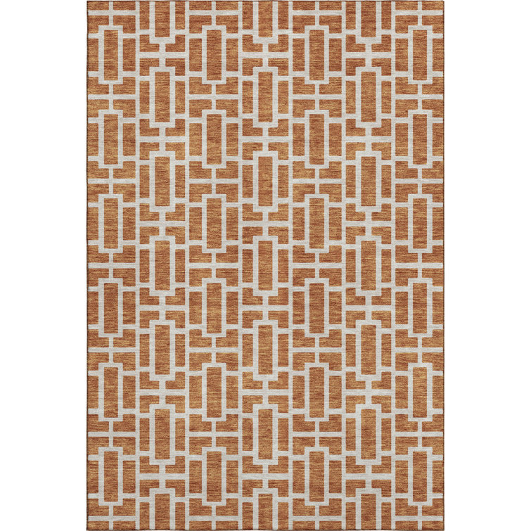 Premium Machine Washable Prisco Terracotta Rug