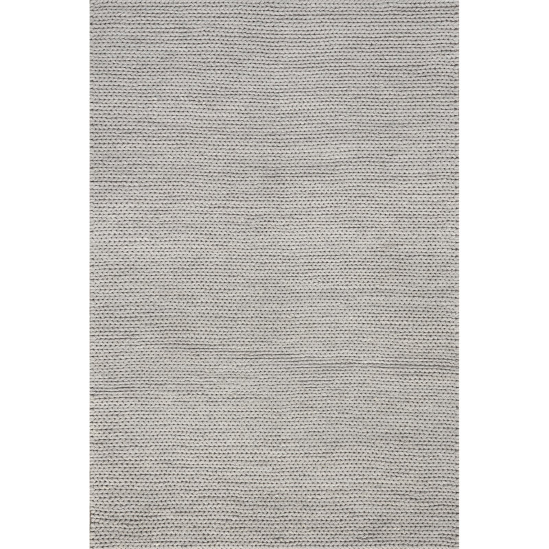 Tapis gris clair en laine tressé à la main, Rectangle 8 pi 6 po x 11 pi 6 po