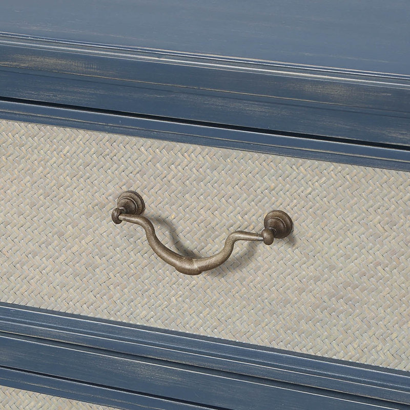 Commode anglaise à trois tiroirs Laurel Grove, finition bleu océan serein, aucun assemblage requis