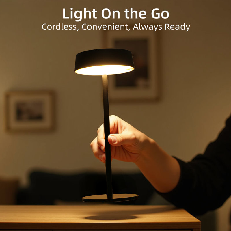 Cordless LED Table Lamp, USB Rechargeable + Solar Powered Outdoor Lamps, Dimmable, 3 Colors, 4000mAh Battery, White
