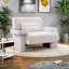 Fauteuil moderne avec accoudoirs asymétriques en bois, rangement caché et coussin lombaire ergonomique, revêtement en polyester confortable, assemblage facile-6767035