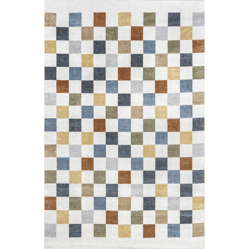 Naya SpinClean Checkered Machine Washable Area Rug, Rectangle 5' x 8'