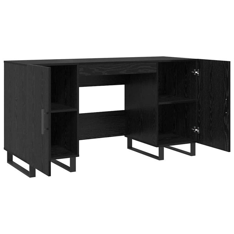 Desk With Shelf 140 X 50 X 75 Cm Engineered Wood, Black Oak