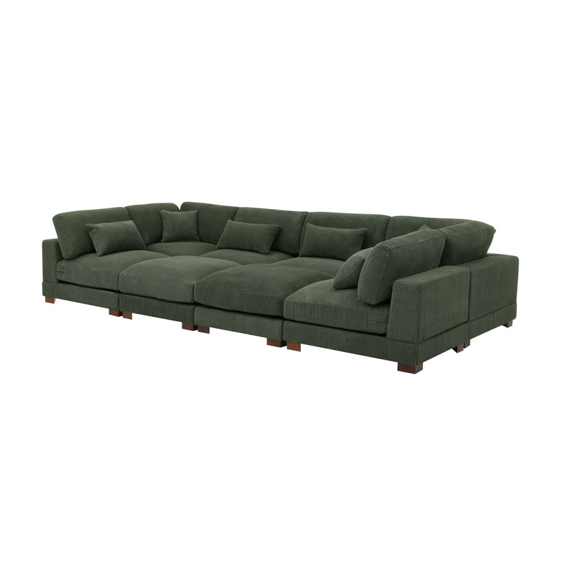 Chrisley Modular Corduroy Sectional, Dark Green Corduroy