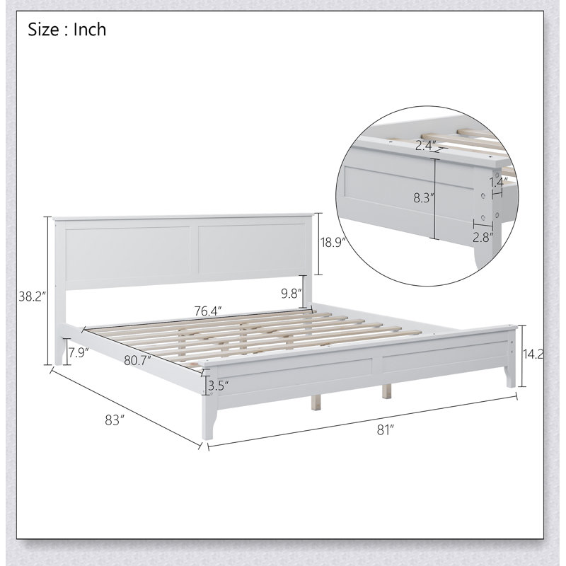 Lit plateforme en bois massif blanc