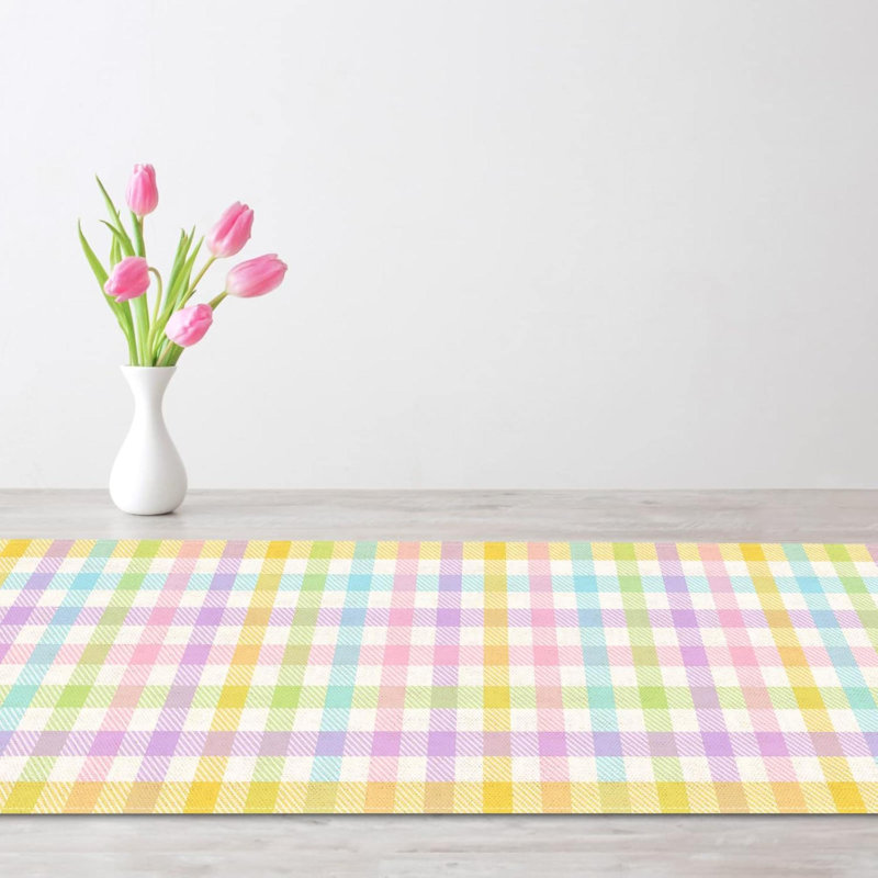 Linen Spring Easter Buffalo Check Plaid Table Runner Rustic Farmhouse Home Dining Room Kitchen Table Decor, 13" L x 36" W