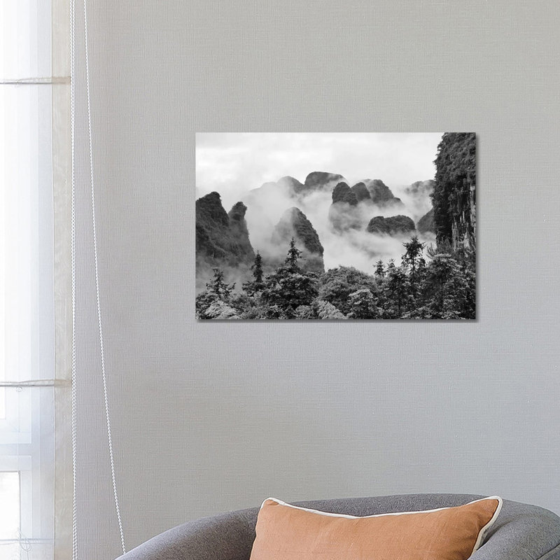 Limestone Hills In Mist, Yangshuo, Guangxi, China by Keren Su - Wrapped Canvas Print, 45.72cm H x 66.04 cm W x 1.905 cm D
