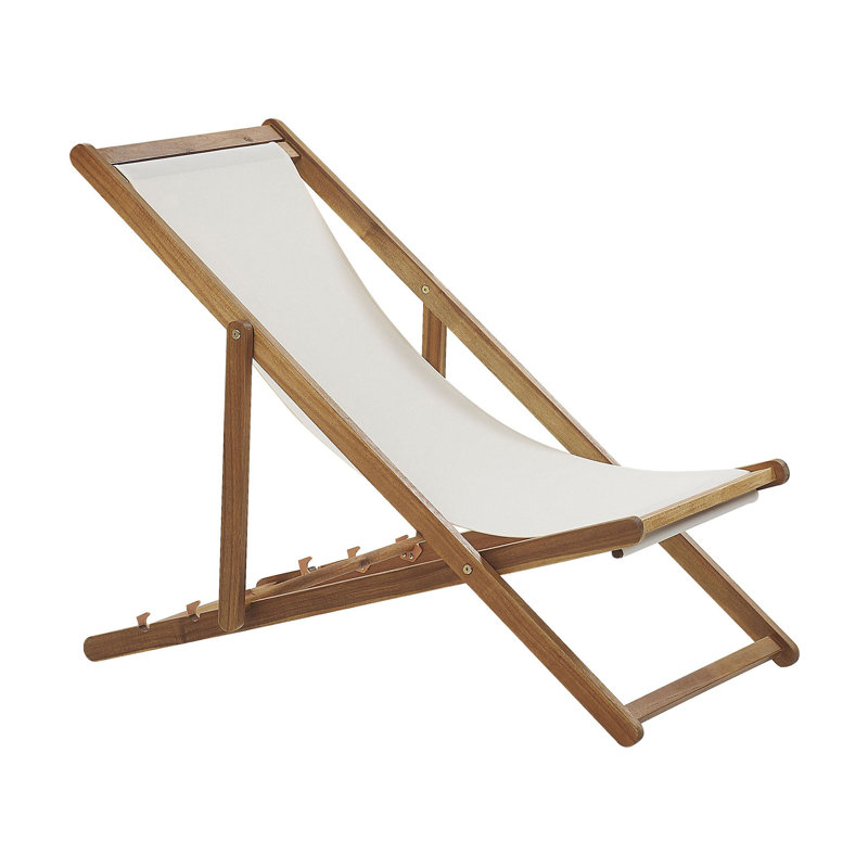 Calianna 128cm Long Reclining Acacia Single Chaise, Brown Wood