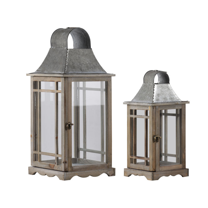 21.75'' H Wood Tabletop Lantern