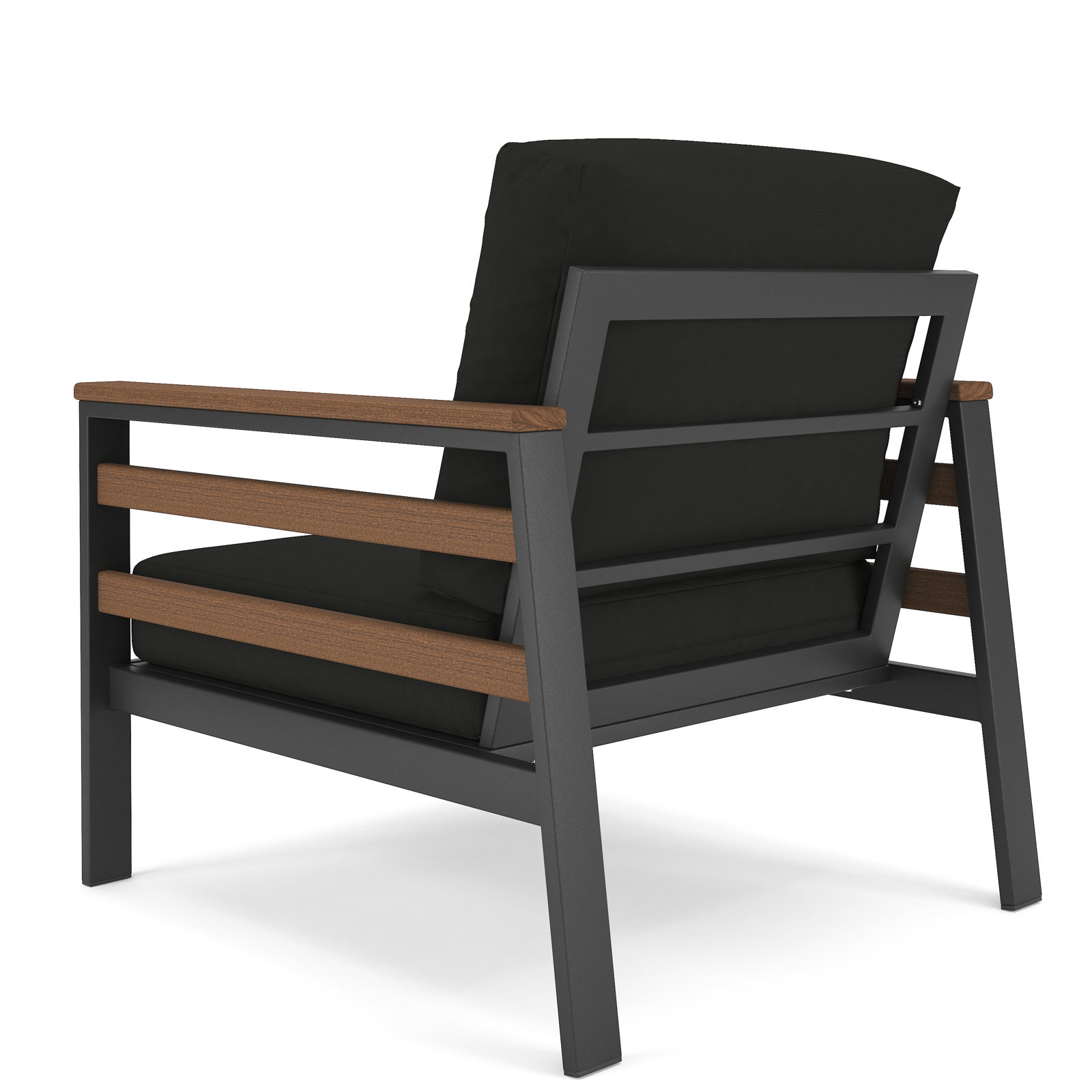 Townsend Sunbrella® Patio Lounge Chair, Canvas Black Sunbrella® Canvas, Brown/Dark Gray