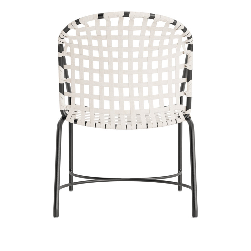 Kantan Outdoor Lounge Chair, Textured Pewter/White Suncloth Lace