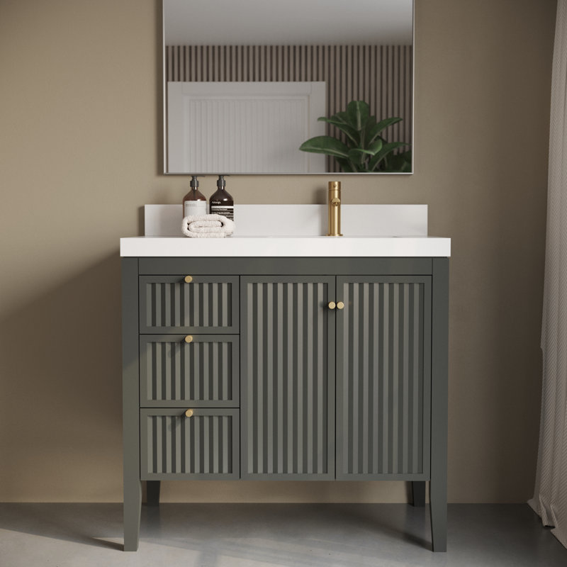 Meuble-lavabo simple 36 po, Gris