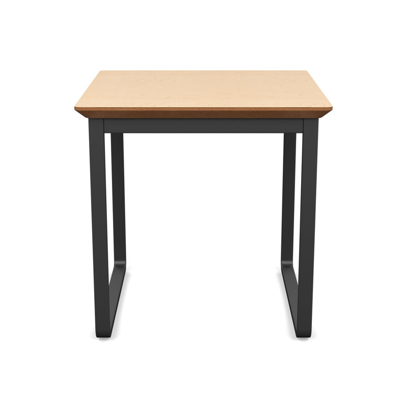 Gansett Waiting Reception End Table Metal Frame 20x20" High Pressure Laminate Top, Charcoal, Natural Maple