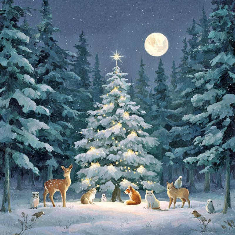 «Snowy Forest», art mural sur toile tendue, H 12 po x l 12 po