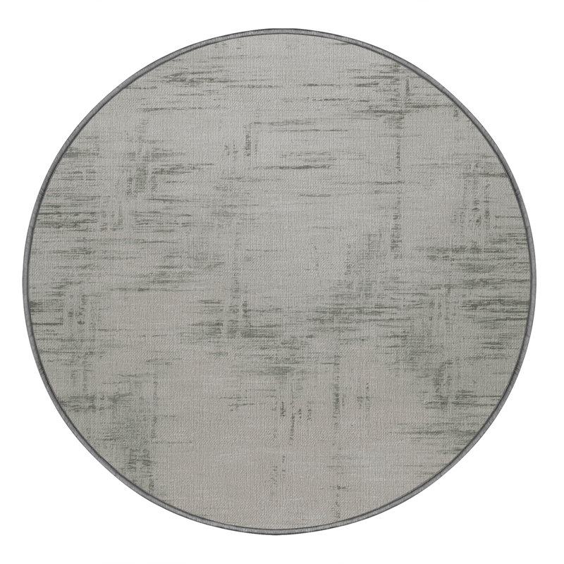 Machine Washable Abstract Gray Area Rug, Round 8'