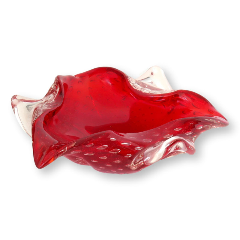 Bol italien en verre de Murano rouge