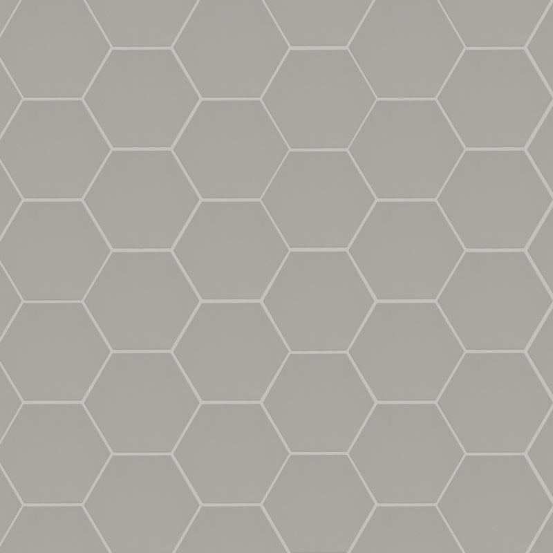 Carreau de sol hexagonal en porcelaine 9 po x 10 po Ackland Voyage, Chiffon cendre