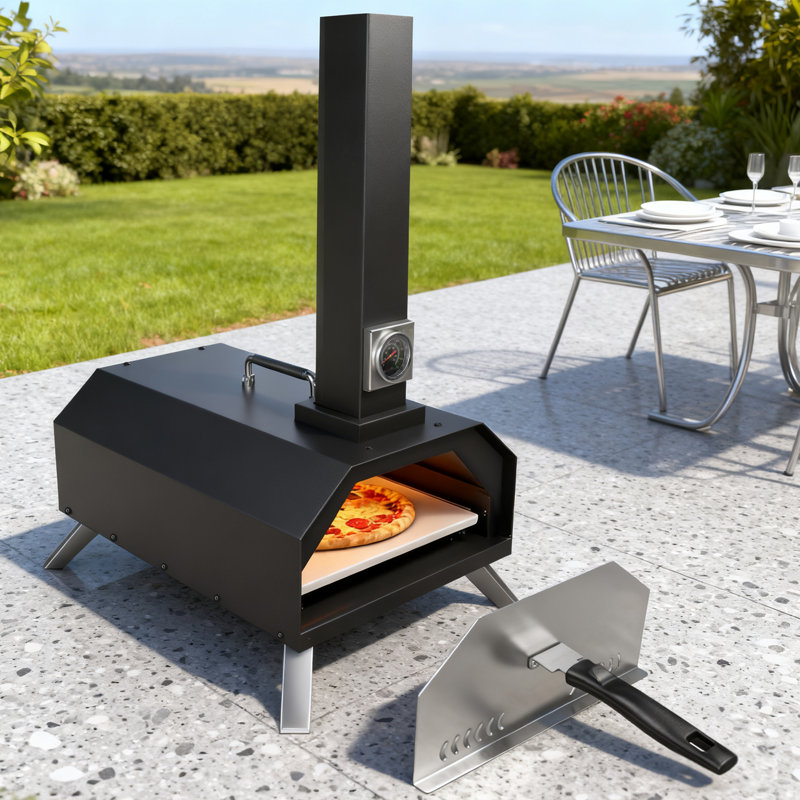 Four à pizza d'extérieur, 12 pouces, Napolitain, température maximale de 700F, granule de bois, machine à pizza portable, température maximale de 1200F, cuiseur à pizza extérieur en acier inoxydable