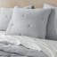 Ensemble de courtepointe 3 pièces en coton brodé double / grand, bleu-130671684-130671685