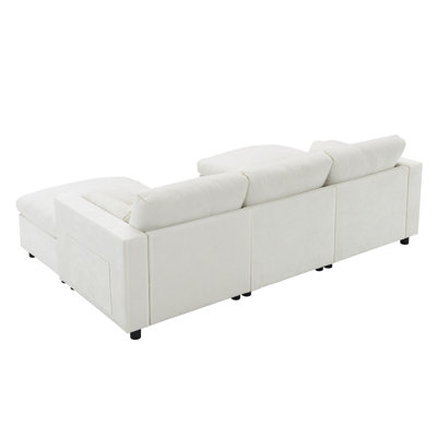 86.5'' Chenille Modular Sectional Sofa With Storage Pockets, 5 Seat U Shaped Couch Set With Pillows,Free Combination,Modern Cloud Sofa With 2 Movable Ottoman For Living Room,Apartment,3 Colors