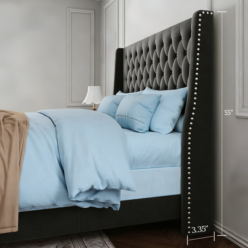 Queen Size grey Diamond Bed Frame, Gray, Queen