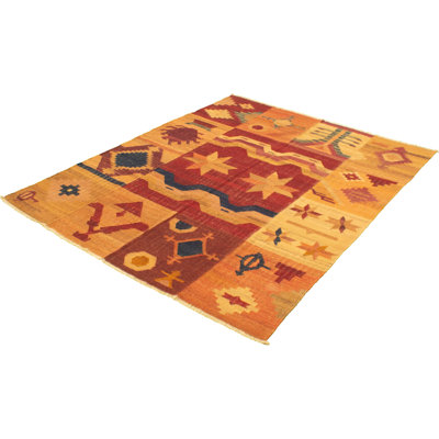 Tapis de bois one-of-kind à la main noué la new age anatolian/rouge foncé 7 pi 10 po x 10 pi