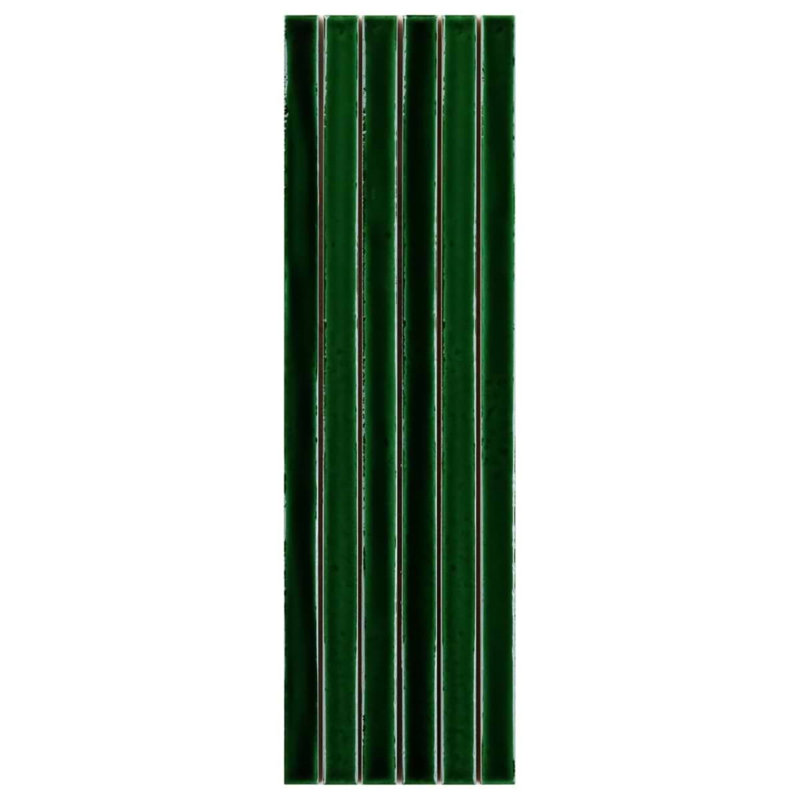 Kanbina 5x18 Brick Glossy Ceramic Mosaic Tile, Jungle Green