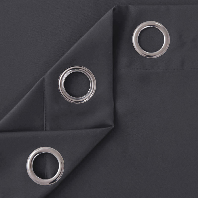 Jeffro Pair Eyelet Blackout Curtains, Grey, 116.84cm Width x 137.16cm Drop