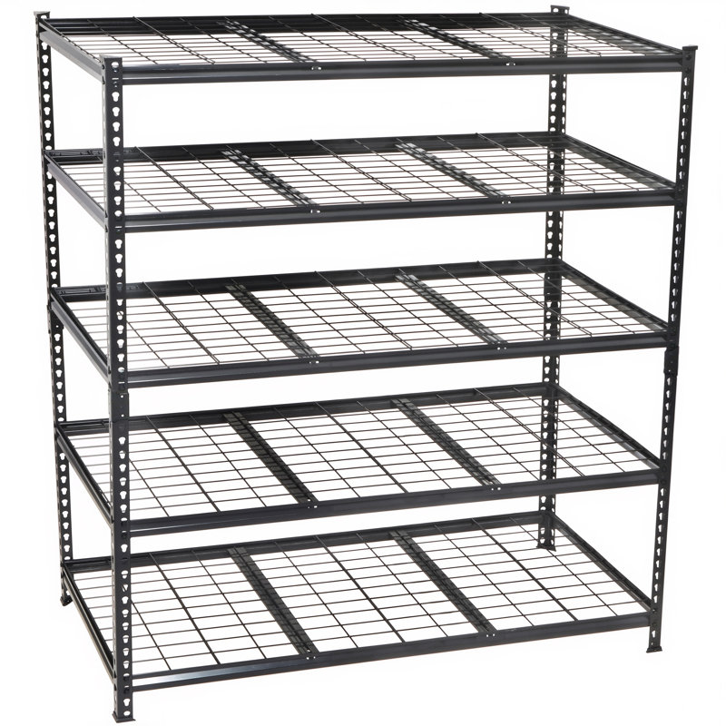 Étagère en métal robuste à 5 niveaux, l 48 po x P 24 po x H 72 po, support de rangement réglable, assemblage sans boulon, capacité de charge totale de 4 000 lb, pour le garage, le sous-sol, l'entrepôt, noir