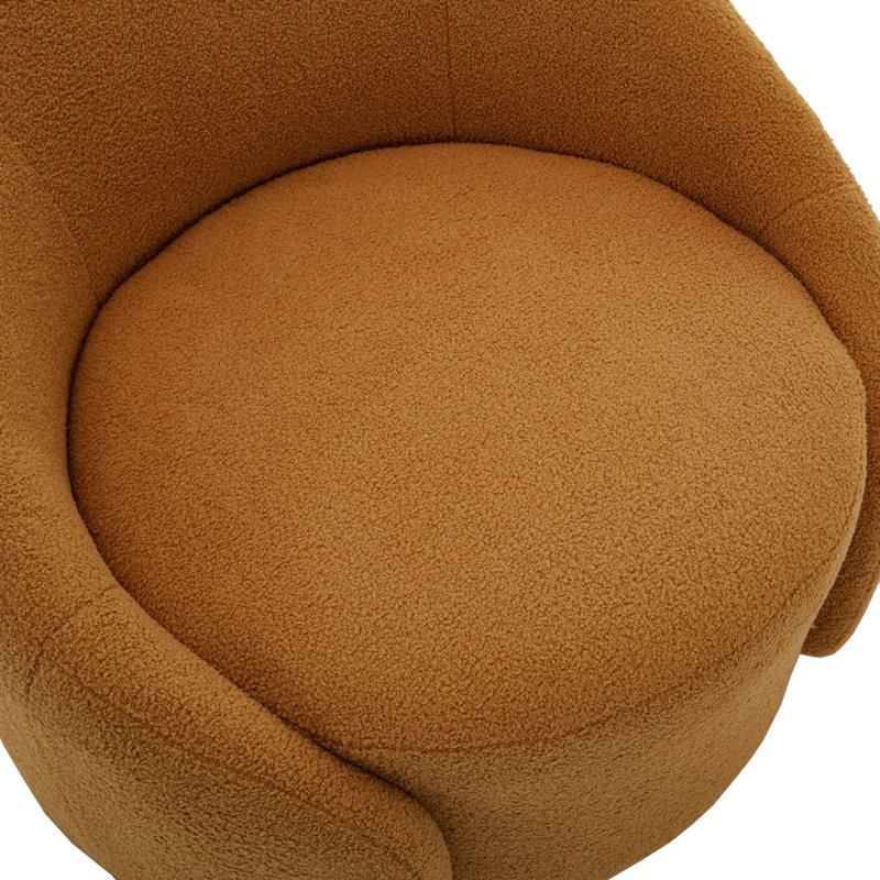 Aunna 89.2Cm Wide Swivel Barrel Chair, Rusted Orange Teddy