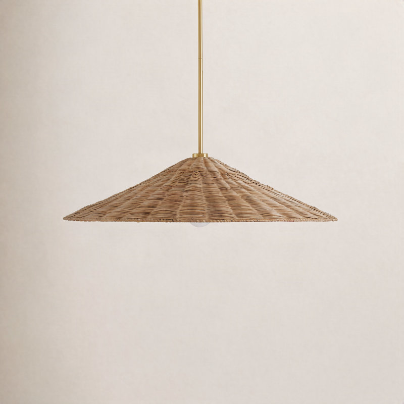 Lilliana 1-Light Dimmable Height Adjustable Pendant, Natural Brass, 8" H x 35" W x 35" D