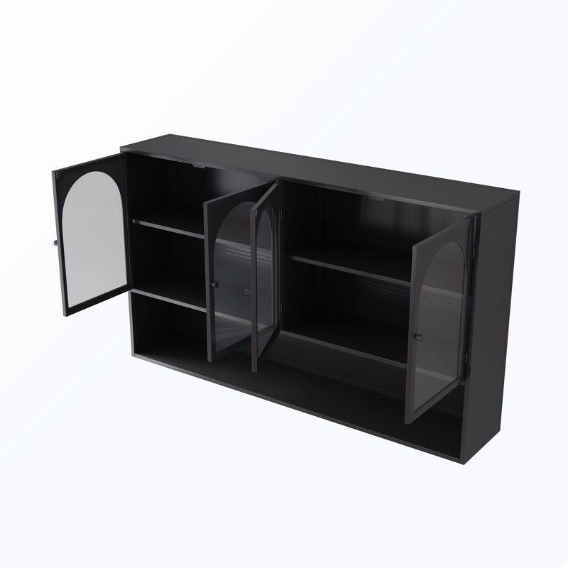 Armoire murale en verre 4 portes, Noir