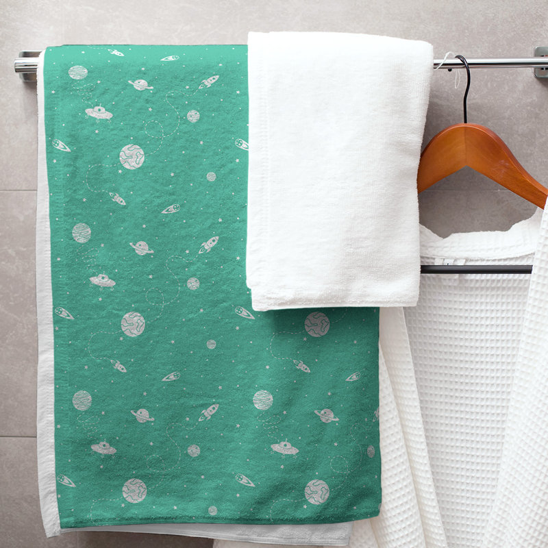 Serviette de bain à espace extérieur, Vert