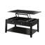 Table basse à plateau relevable en noir avec amplement de rangement et tablette cachée de forme rectangulaire