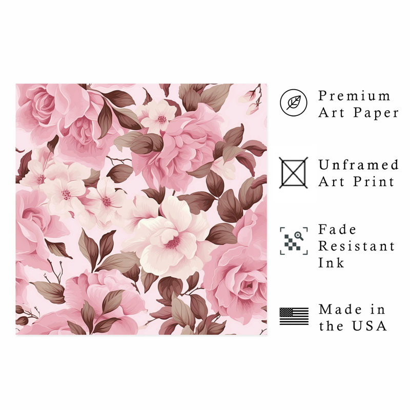 Impression florale sans cadre floral, H 20 po x l 20 po