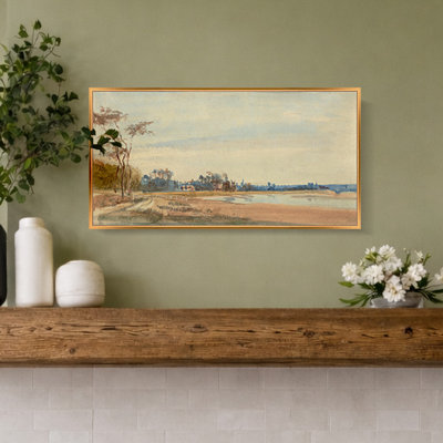 Martha Stewart Bedford, art mural sur toile, paysage pastoral: 13,5 po x 25,5 po, décor de salon et de chambre à coucher, encadré